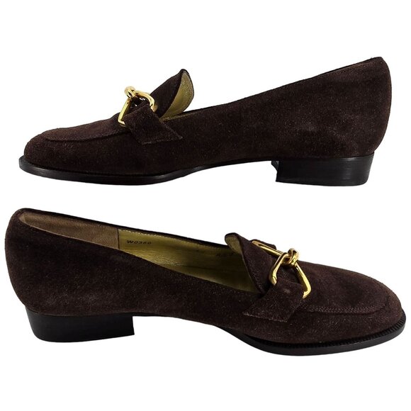 Bruno Magli Italy Womens 6.5AA Brown Suede Leather Dress Shoes Horsebit Loafers - Picture 6 of 12